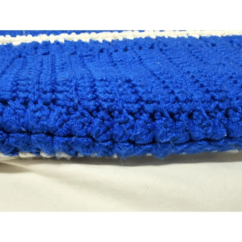 VTG Large Colorful Crocheted Afghan Blanket Throw 63x63 Grannycore Handwoven